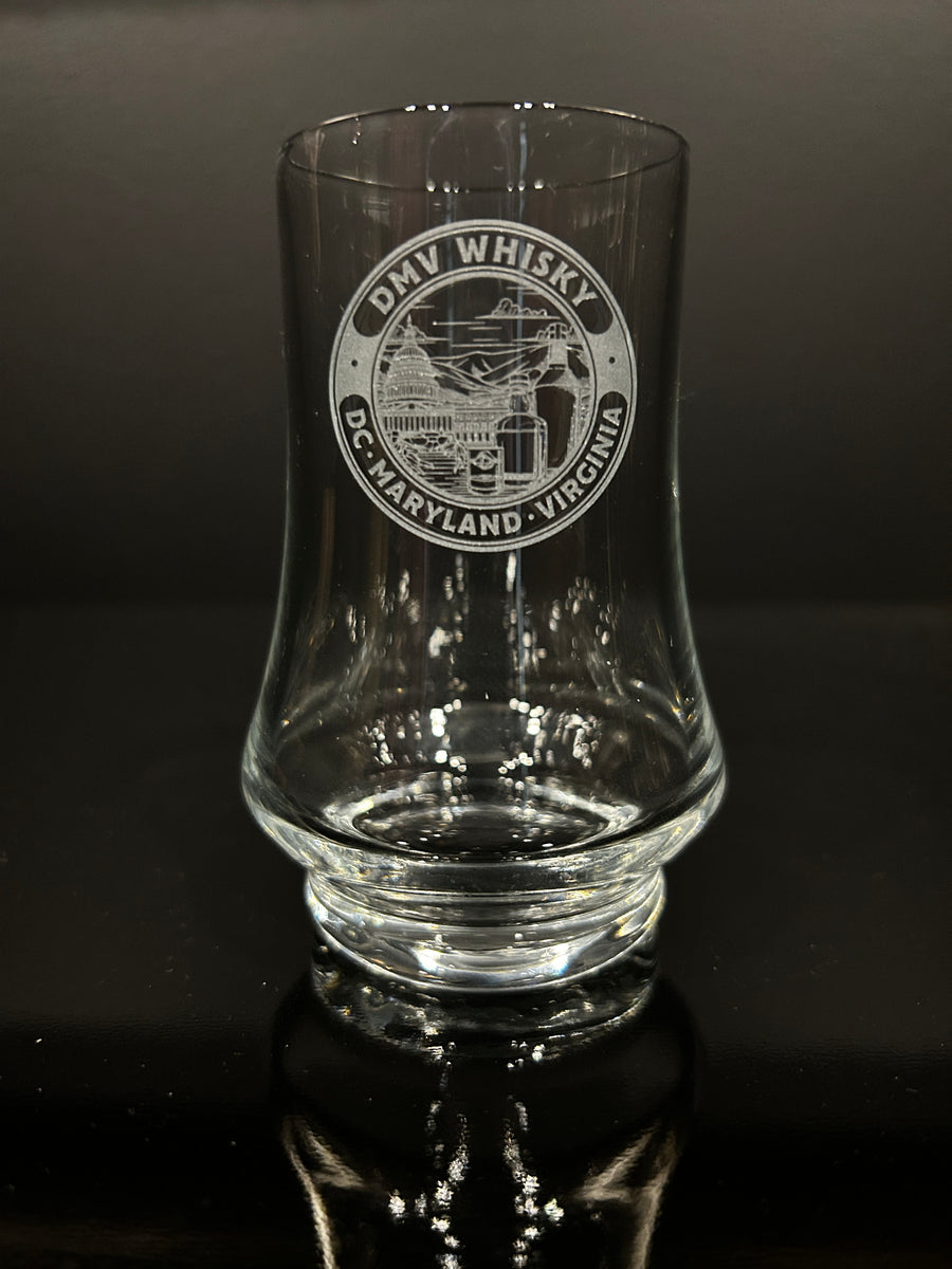 DMVWhisky Engraved Kenzie Whiskey Taster glass with the DMVWhisky logo